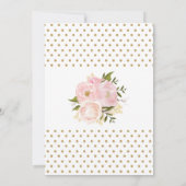 Blush Roze Bloemen Huwelijksuitnodiging Gouden Con Kaart (Achterkant)