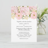 Blush Roze Bloemen Huwelijksuitnodiging Kaart (Staand voorkant)