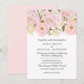 Blush Roze Bloemen Huwelijksuitnodiging Kaart (Voorkant / Achterkant)