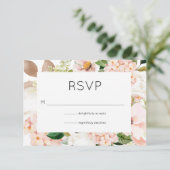 Blush Roze Bloemen Hydrangea Bruiloft RSVP Kaartje (Staand voorkant)