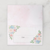 Blush Roze Bloemen Hydrangea Waterverf Bruiloft Plaatskaartje (Buitenkant ongevouwen)