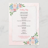 Blush Roze Bloemen Hydrangea Waterverf Bruiloft Programmakaart (Achterkant)
