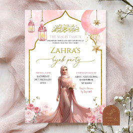 Blush Roze Bloemen Islamitische Meisje Hijab Kaart