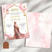 Blush Roze Bloemen Islamitische Meisje Hijab Kaart