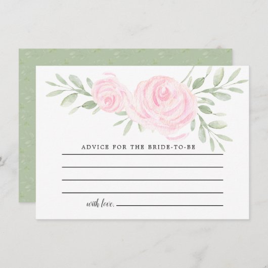 Blush roze bloemen Kaart advies (Voorkant / Achterkant)