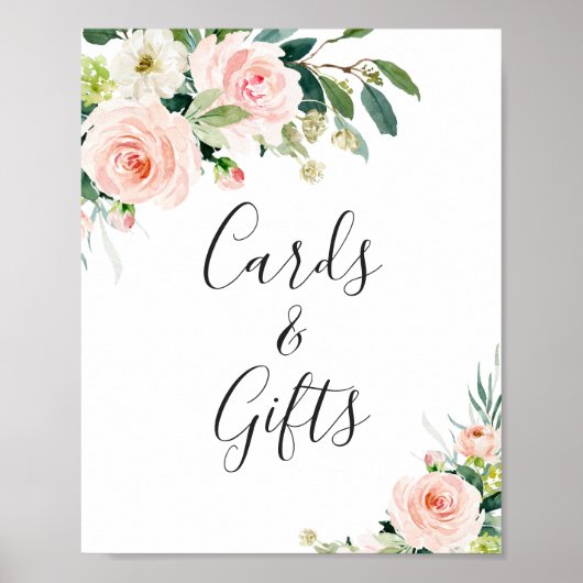 Blush roze bloemen Kaarten en Gifts Wedding Poster (Voorkant)