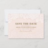Blush Roze Bloemen Kant Bruiloft Save the Date (Voorkant)