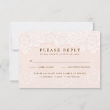 Blush Roze Bloemen Kant RSVP Met Enbomen