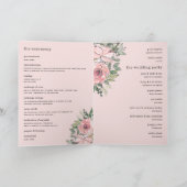 Blush roze bloemen kerk gevouwen bruiloft programm kaart (Binnen)