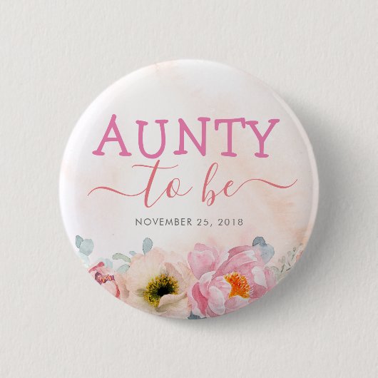 Blush roze bloemen kletsen om Baby shower te zijn Ronde Button 5,7 Cm (Voorkant)
