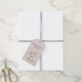 Blush Roze Bloemen Konijn Verjaardag Cadeaulabel (Met Touw)