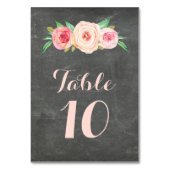 Blush Roze Bloemen Krijtbord Tafel Nummer Kaarten (Achterkant)