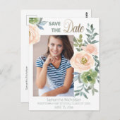 Blush roze bloemen laat witte Afstuderen foto Briefkaart (Voorkant / Achterkant)