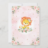 Blush Roze Bloemen Leeuw 1e Verjaardag Girly Wild  Kaart (Achterkant)