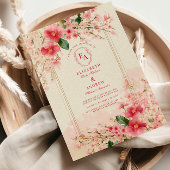 Blush roze Bloemen Lijst bruiloft Kaart