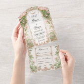 Blush Roze Bloemen Lijst Bruiloft Uitnodiging (Afscheurbaar)