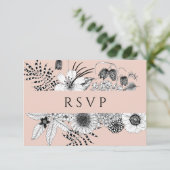 Blush Roze Bloemen Maaltijd Keuze Bruiloft RSVP Ka (Staand voorkant)