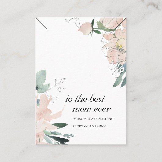 BLUSH ROZE BLOEMEN MAM CADEAU KETTING DISPLAY KAAR PLAATSKAARTJE (Voorkant)