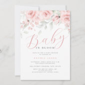 Blush Roze Bloemen Meisje Baby in Bloom Baby showe Kaart (Voorkant)