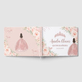 Blush Roze Bloemen Meisje Jurk Roos Goud Quinceane Gastenboek (Volledig)