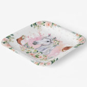 Blush Roze Bloemen Meisje Paard Verjaardagsfeest Papieren Bordje (Gebogen)