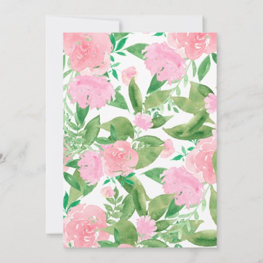 Blush Roze Bloemen met Kalligrafie Bruiloft Kaart (Achterkant)