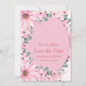 Blush Roze Bloemen Met Lijst Wedding Save the Date (Voorkant)