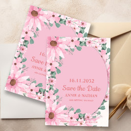 Blush Roze Bloemen Met Lijst Wedding Save the Date