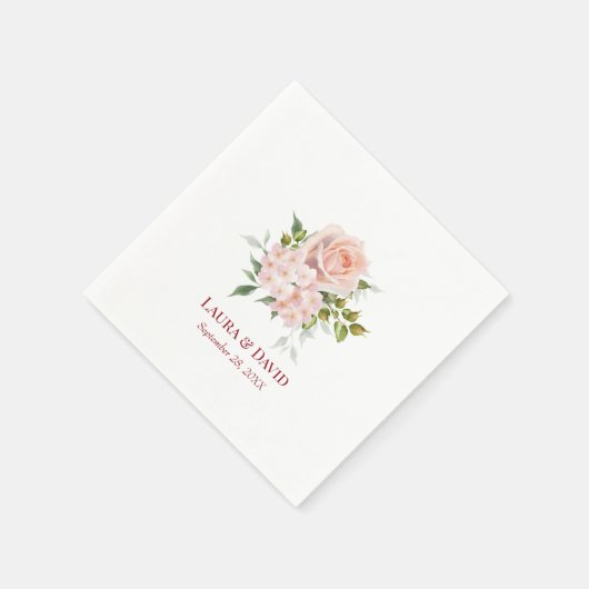 Blush Roze Bloemen Modern Botanisch Trouwpapier Servet (Hoek)