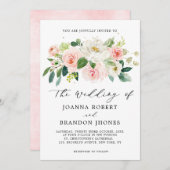 Blush roze bloemen Moderne botanische bruiloft Kaart (Voorkant / Achterkant)