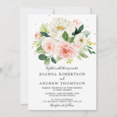 Blush roze bloemen Moderne botanische bruiloft Kaart (Voorkant)