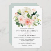Blush roze bloemen Moderne botanische bruiloft Kaart (Voorkant / Achterkant)
