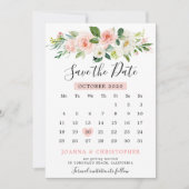 Blush Roze Bloemen Moderne Botanische Kalender Save The Date (Voorkant)