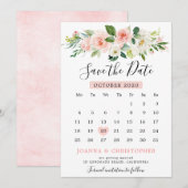 Blush Roze Bloemen Moderne Botanische Kalender Save The Date (Voorkant / Achterkant)