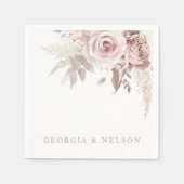 Blush Roze Bloemen Moderne Bruiloft Servet (Voorkant)