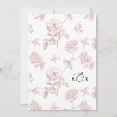 Blush roze bloemen moderne minimalistische bruilof kaart (Achterkant)