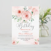 Blush Roze bloemen Moderne verjaardag Kaart (Staand voorkant)