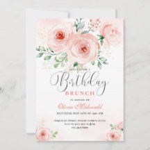 Blush Roze bloemen Moderne verjaardag