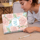 Blush Roze Bloemen Monogram Botanische Rozen Notitieboek