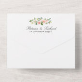 Blush roze bloemen monogram elegante bruiloft all in one uitnodiging (Achterkant)