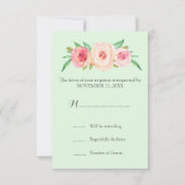 Blush Roze Bloemen Munt Bruiloft RSVP (Voorkant)