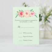Blush Roze Bloemen Munt Bruiloft RSVP (Staand voorkant)