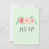 Blush Roze Bloemen Munt Bruiloft RSVP (Achterkant)