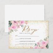 Blush Roze Bloemen Nuestra Boda Bruiloft RSVP Kaart (Voorkant / Achterkant)