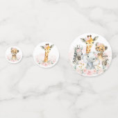 Blush Roze Bloemen Oerwoud Safari Baby Dieren Part Confetti (Achterkanten)