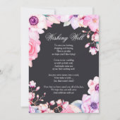 Blush roze bloemen op Black Wishing Well Kaart (Voorkant)