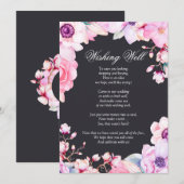 Blush roze bloemen op Black Wishing Well Kaart (Voorkant / Achterkant)