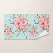 Blush roze bloemen op lichtblauw bad handdoek (Handdoek)