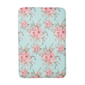 Blush roze bloemen op lichtblauw badmat (Voorkant Verticaal)