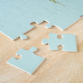 Blush roze bloemen op lichtblauw legpuzzel (Zijkant)